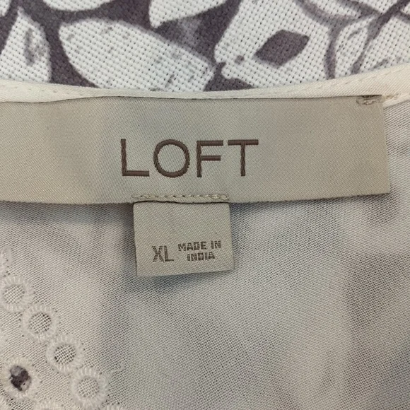 LOFT | Eyelet Cutout Back Blouse Top | White | X-Large - Picture 7 of 8